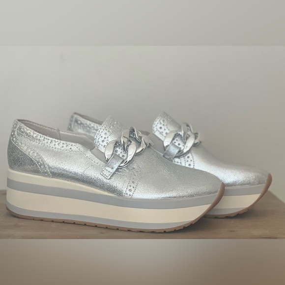 Dolce Vita Silver Platform Shoes - Picture 2 of 6